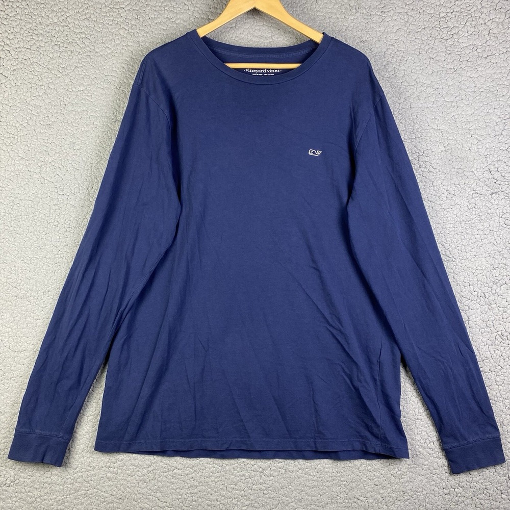 Vineyard Vines Long Sleeve Shirt Mens L Navy Blue Soft Peru Cotton